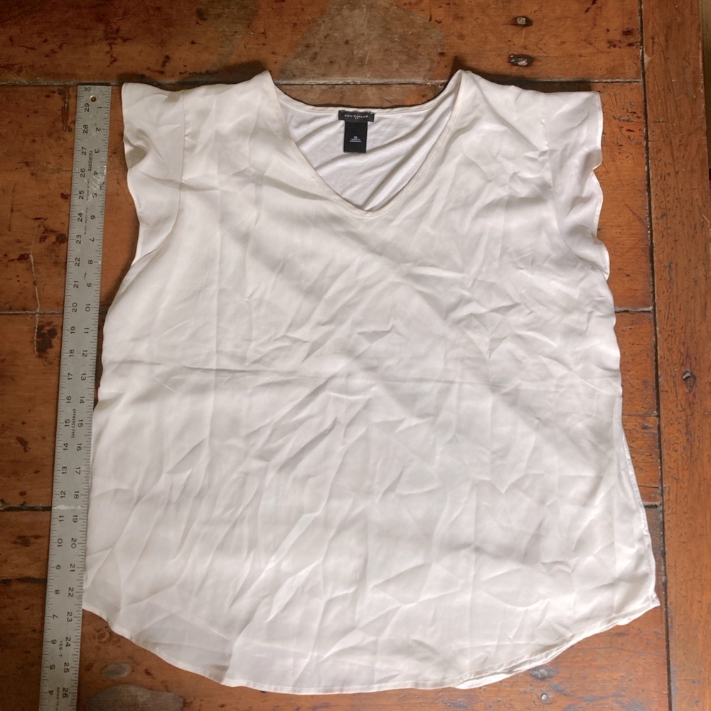 Ann Taylor Mixed Materials Simple Soft-Cap Sleeve Top Sz:1X